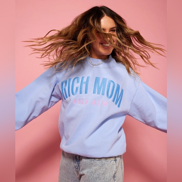 Tinx Merch Rich Mom Palo Alto sweatshirt crewneck embroidered pullover lavender - Picture 1 of 8